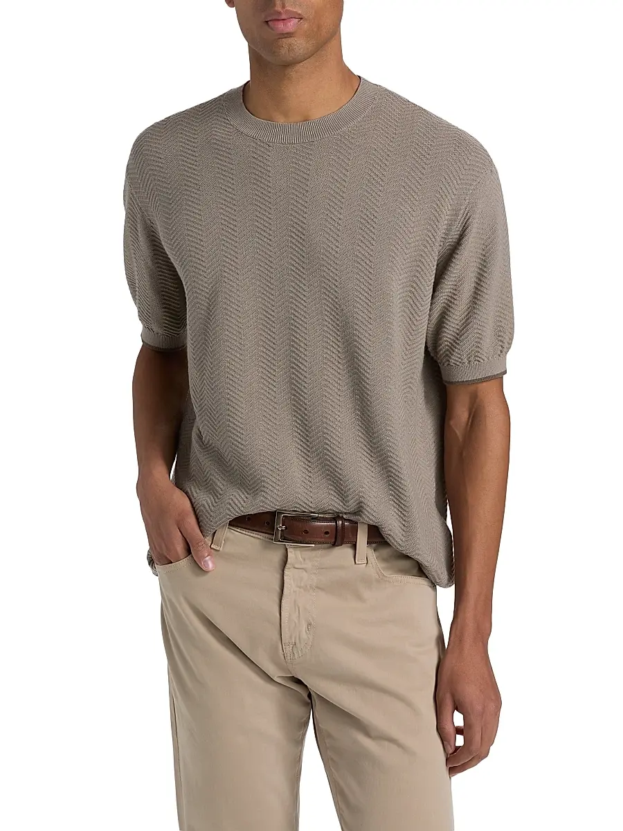 Emporio Armani Men's Tipped-Trim Textured Chevron Sweater | Thumbnail 3 Emporio Armani Men's Tipped-Trim Textured Chevron Sweater | Thumbnail 3