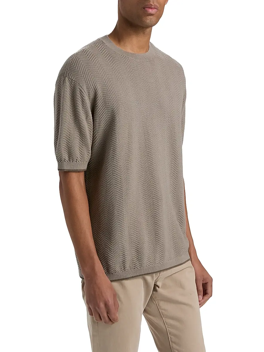 Emporio Armani Men's Tipped-Trim Textured Chevron Sweater | Thumbnail 4 Emporio Armani Men's Tipped-Trim Textured Chevron Sweater | Thumbnail 4