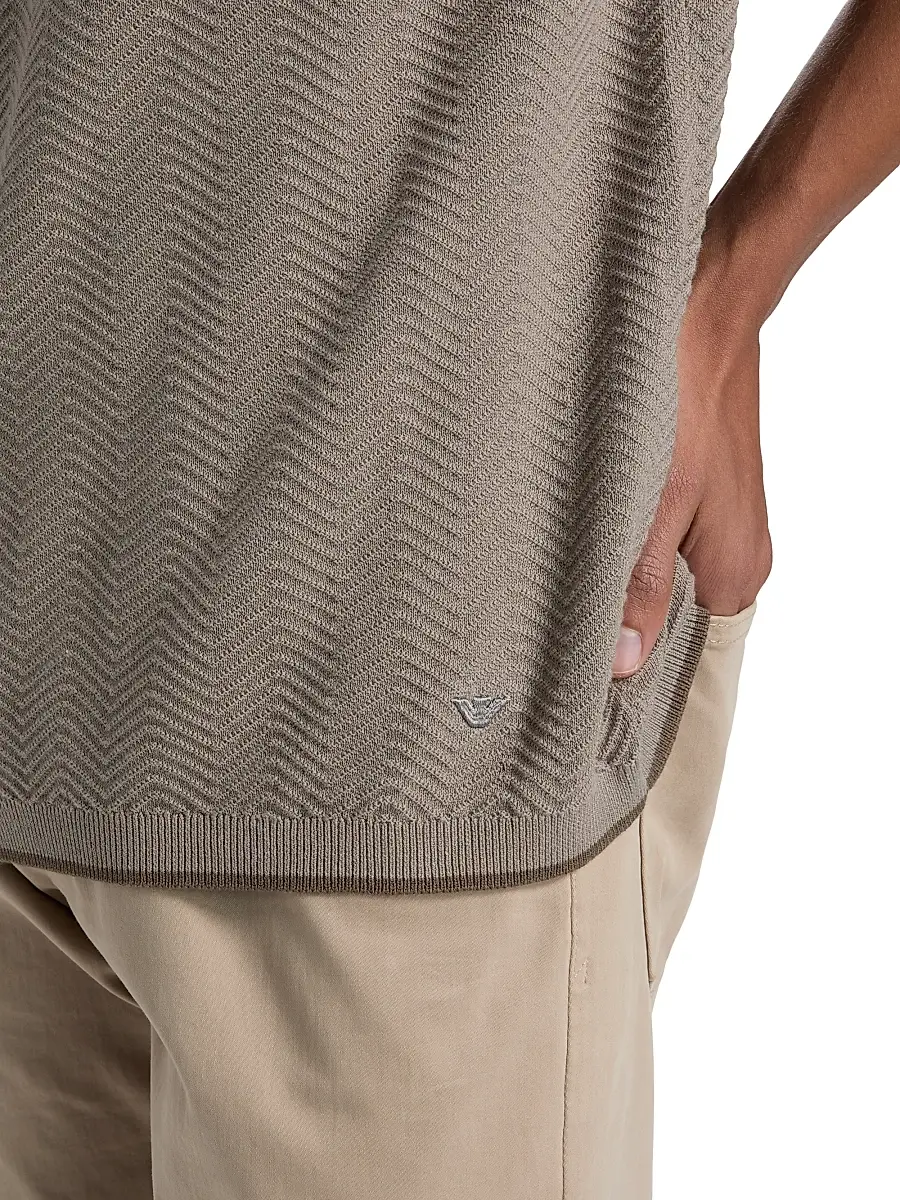 Emporio Armani Men's Tipped-Trim Textured Chevron Sweater | Thumbnail 6 Emporio Armani Men's Tipped-Trim Textured Chevron Sweater | Thumbnail 6