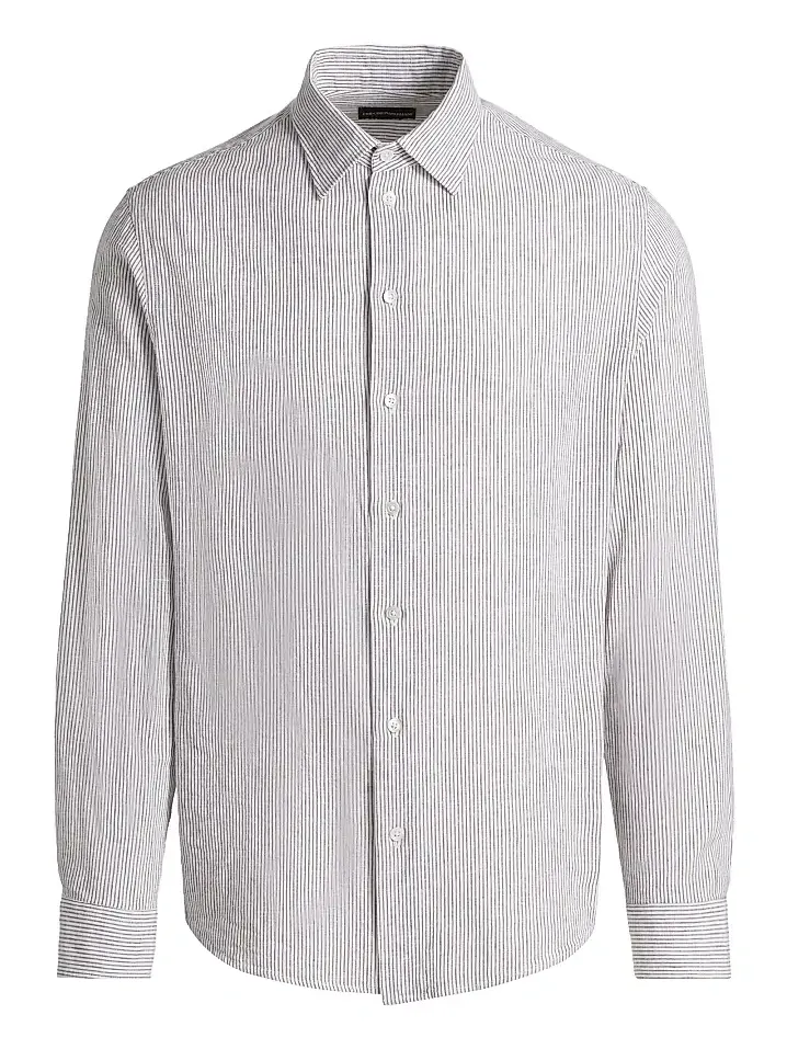 Emporio Armani Men's Striped Linen-Cotton Sport Shirt