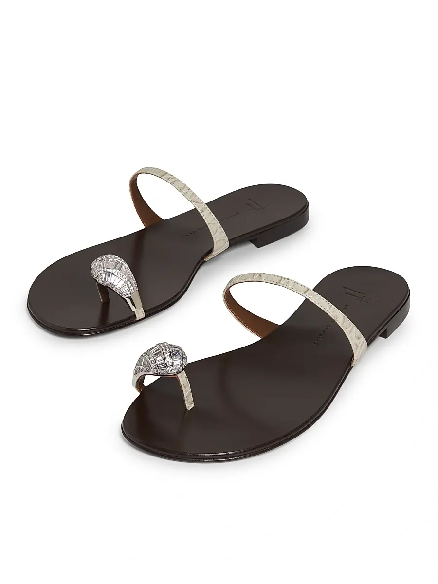 Giuseppe Zanotti Women's Swarovski-Crystal Leather Flat Sandals | Thumbnail 2 Giuseppe Zanotti Women's Swarovski-Crystal Leather Flat Sandals | Thumbnail 2