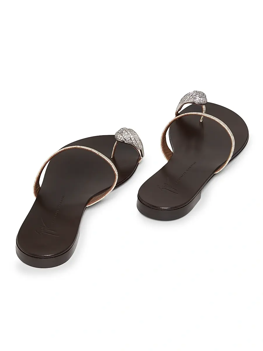 Giuseppe Zanotti Women's Swarovski-Crystal Leather Flat Sandals | Thumbnail 3 Giuseppe Zanotti Women's Swarovski-Crystal Leather Flat Sandals | Thumbnail 3