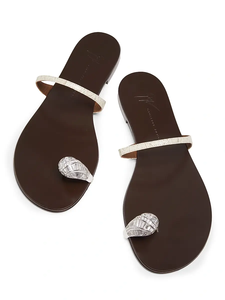 Giuseppe Zanotti Women's Swarovski-Crystal Leather Flat Sandals | Thumbnail 4 Giuseppe Zanotti Women's Swarovski-Crystal Leather Flat Sandals | Thumbnail 4
