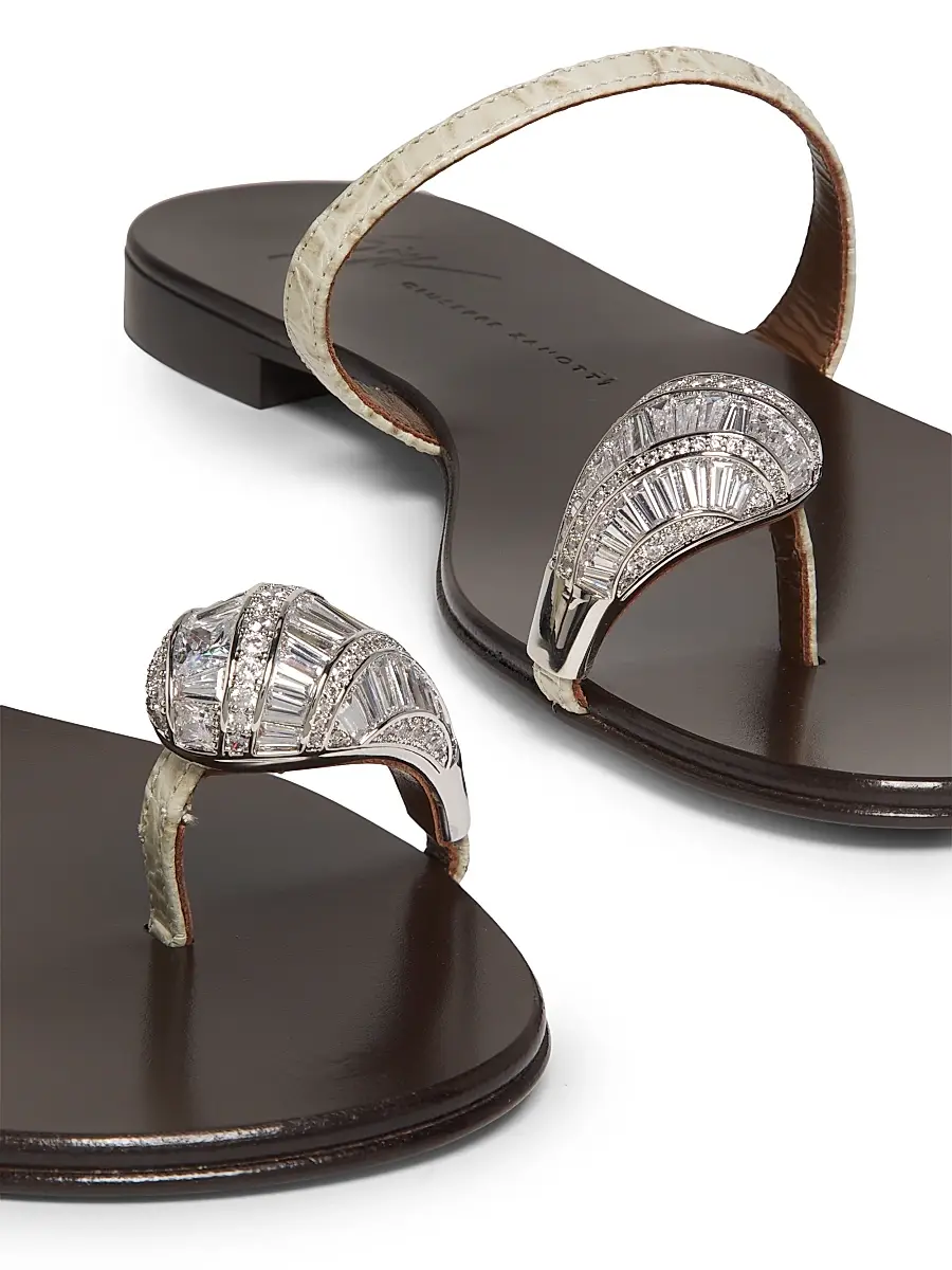 Giuseppe Zanotti Women's Swarovski-Crystal Leather Flat Sandals | Thumbnail 5 Giuseppe Zanotti Women's Swarovski-Crystal Leather Flat Sandals | Thumbnail 5