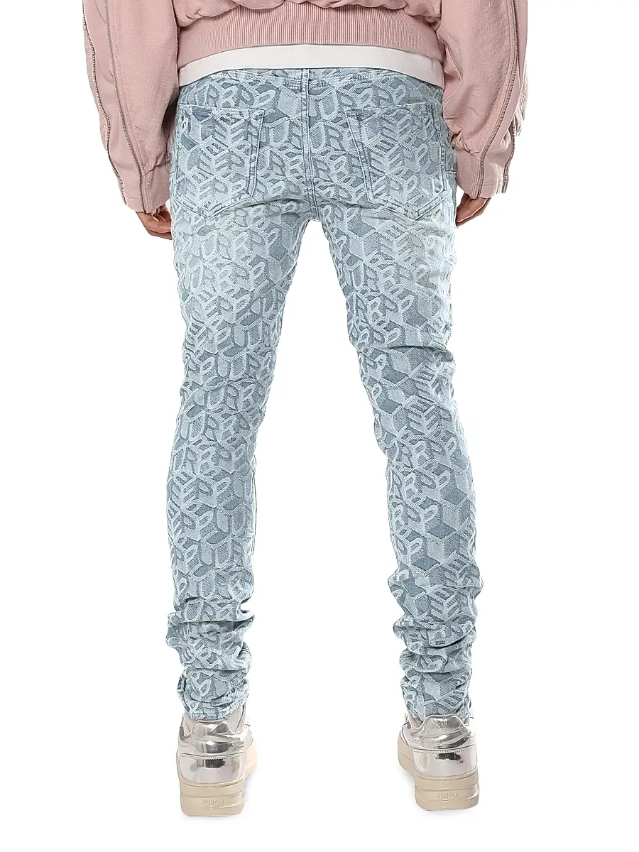 Purple Brand Men's Monogrammed Denim Mid-Rise Skinny Jeans | Thumbnail 2