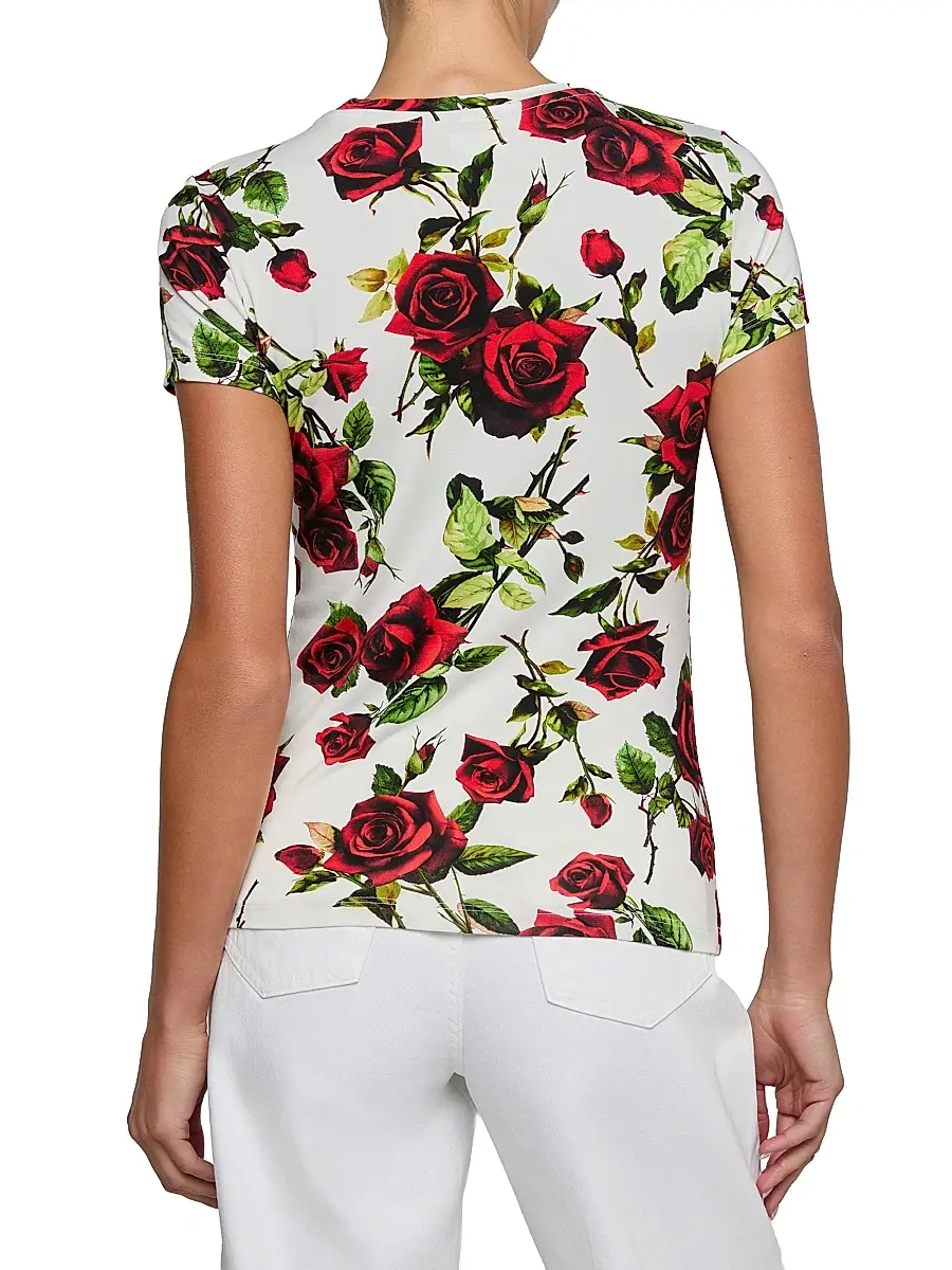L'Agence Women's Ressi Romantic Rose Printed Crewneck T-Shirt | Thumbnail 4 L'Agence Women's Ressi Romantic Rose Printed Crewneck T-Shirt | Thumbnail 4