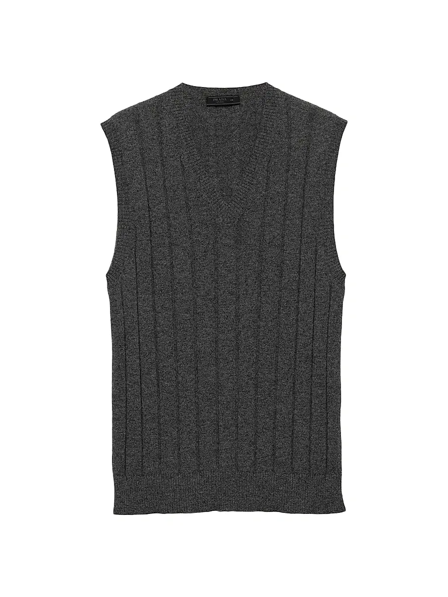Prada Men's Cashmere V-Neck Vest Sweater - Grey | Image 1 Prada Men's Cashmere V-Neck Vest Sweater - Grey | Image 1