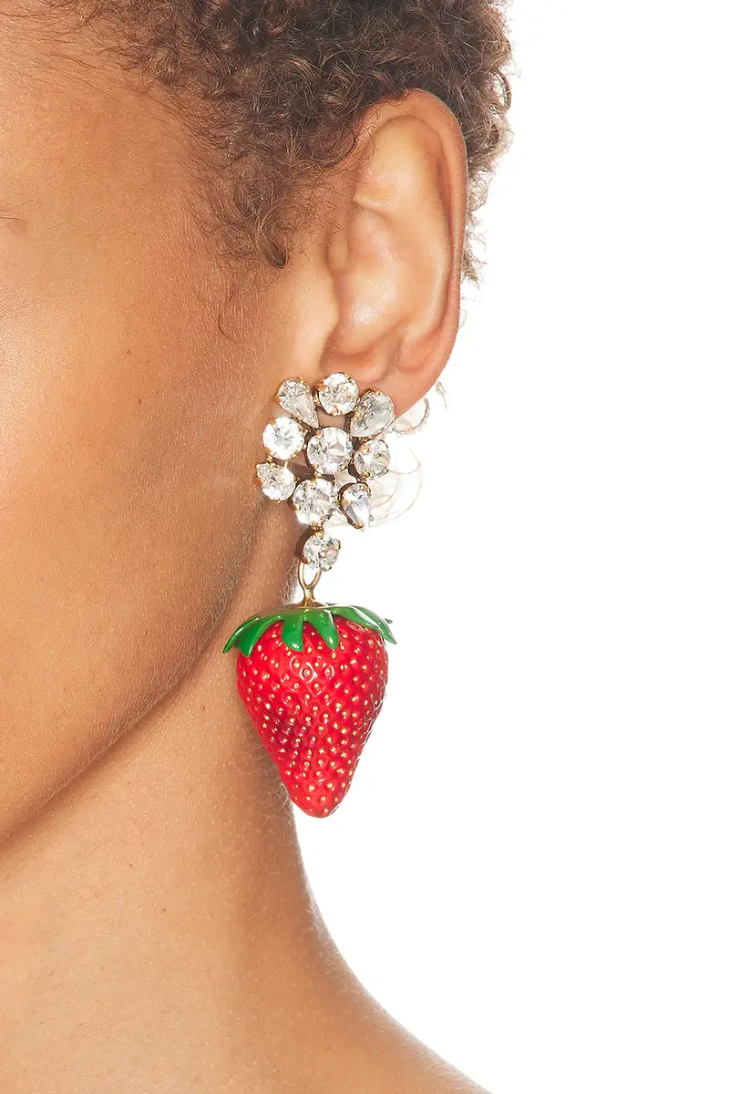 Saint Laurent Bo Fraise Avec Stras Earrings | Thumbnail 2 Saint Laurent Bo Fraise Avec Stras Earrings | Thumbnail 2