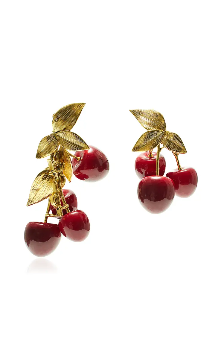 Saint Laurent Cassandre Cherry Clip-On Earrings