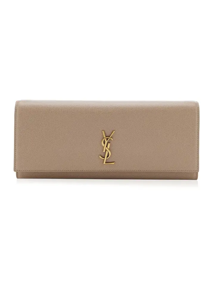 Saint Laurent Kate Grain de Poudre Leather Clutch