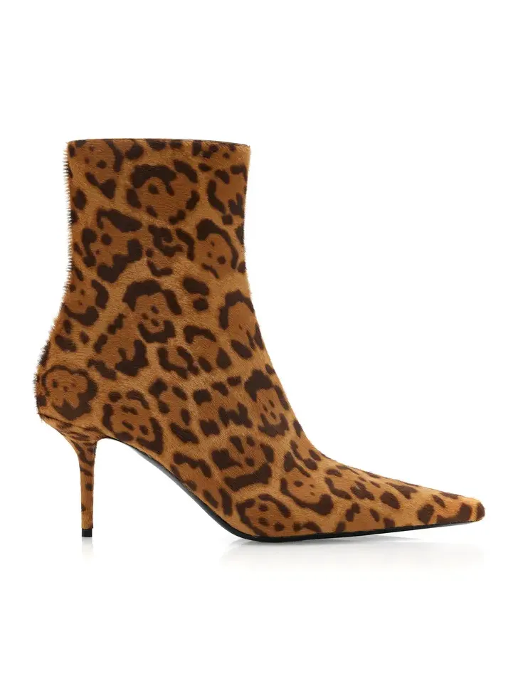 Saint Laurent Ashley Leopard-Print Pony Hair Ankle Boots