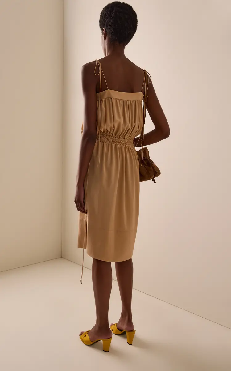 Saint Laurent Silk Crepe de Chine Midi Balloon Dress | Thumbnail 4 Saint Laurent Silk Crepe de Chine Midi Balloon Dress | Thumbnail 4