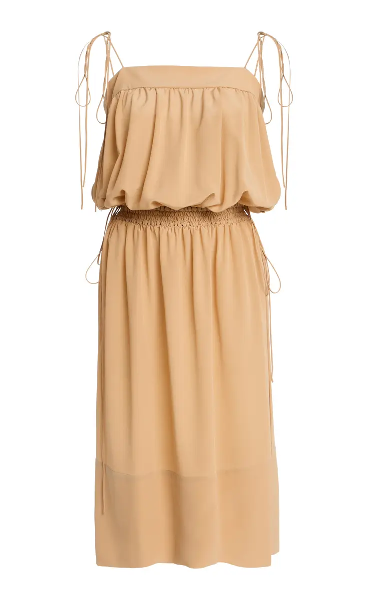 Saint Laurent Silk Crepe de Chine Midi Balloon Dress | Thumbnail 6 Saint Laurent Silk Crepe de Chine Midi Balloon Dress | Thumbnail 6
