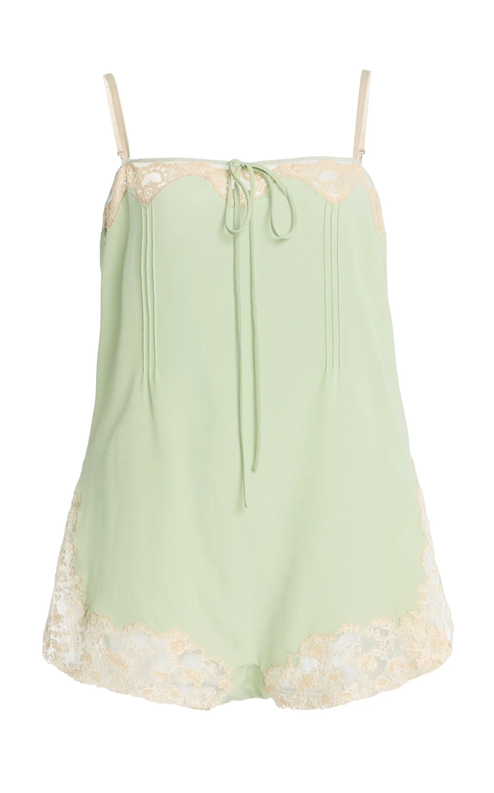 Lace-Trimmed Silk Crepe de Chine Romper Lace-Trimmed Silk Crepe de Chine Romper