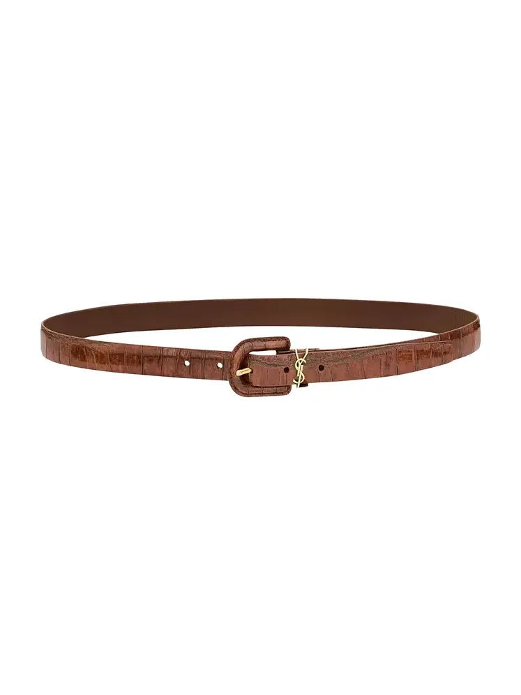 Cassandre Croc-Effect Leather Belt