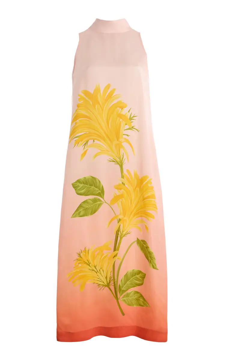 VERANDAH Tie-Neck Ombre Floral Satin Maxi Dress | Thumbnail 16 VERANDAH Tie-Neck Ombre Floral Satin Maxi Dress | Thumbnail 16