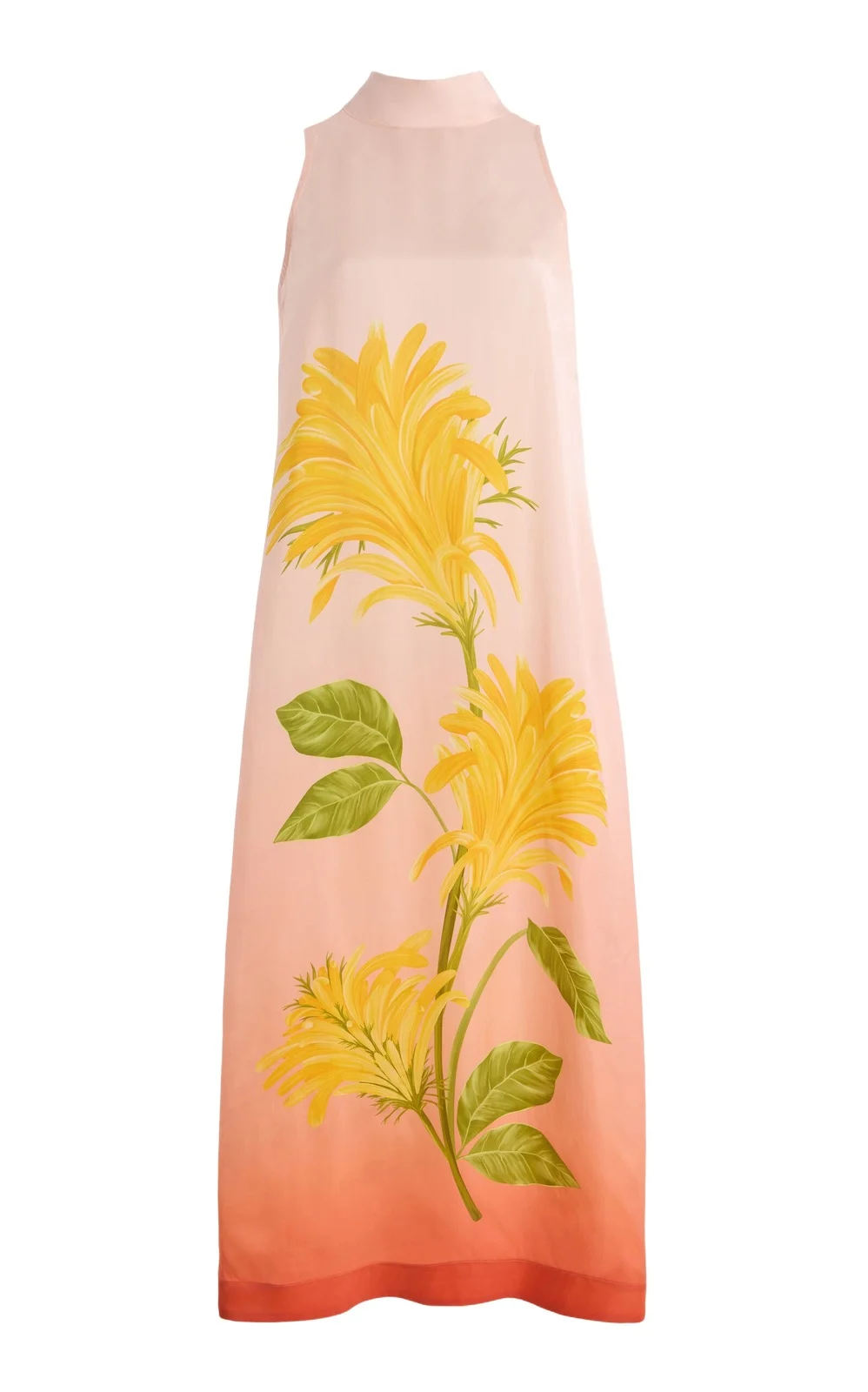 Tie-Neck Ombre Floral Satin Maxi Dress Tie-Neck Ombre Floral Satin Maxi Dress