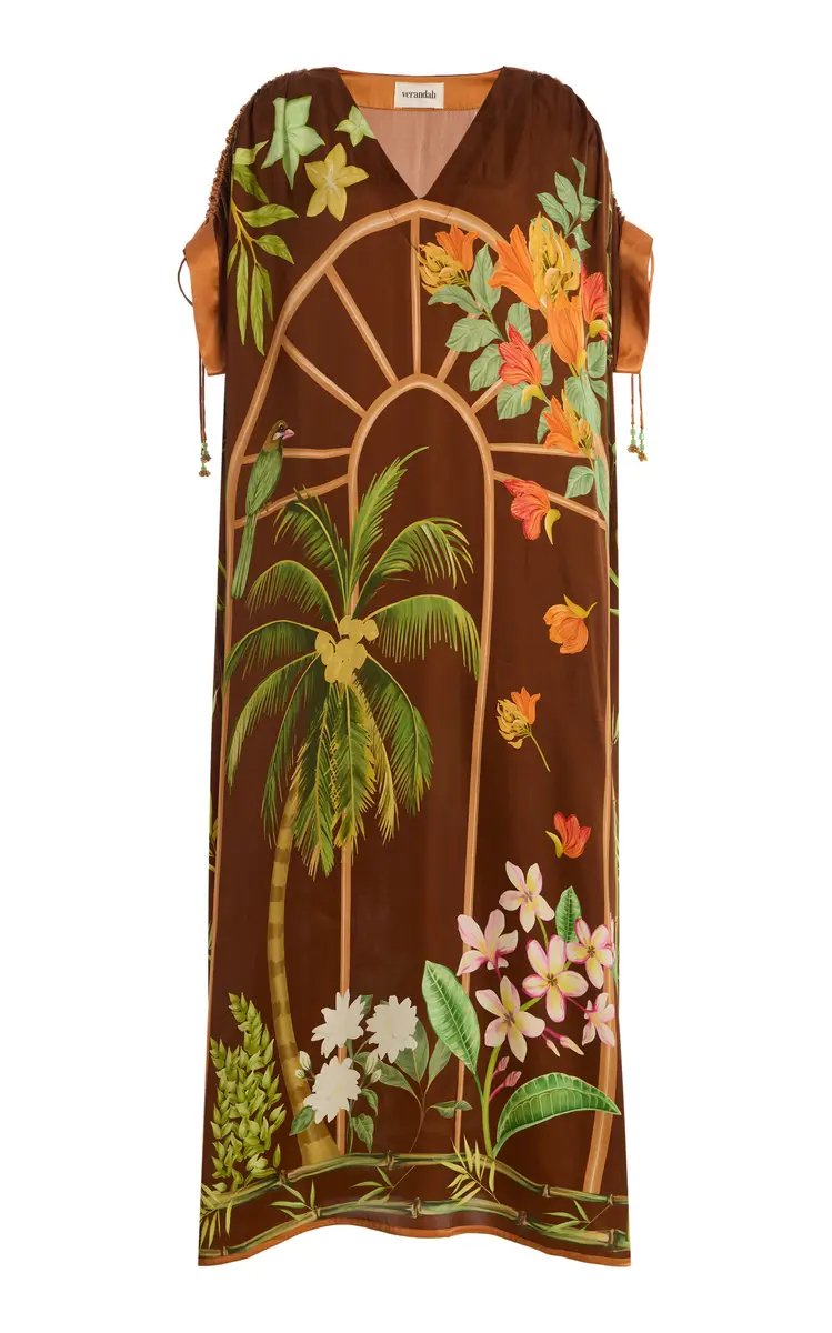 VERANDAH Drawstring Satin Kaftan | Image 1 VERANDAH Drawstring Satin Kaftan | Image 1