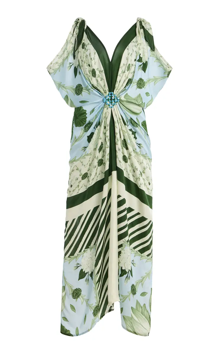 VERANDAH Hand-Knotted Draped Satin Maxi Dress | Thumbnail 2 VERANDAH Hand-Knotted Draped Satin Maxi Dress | Thumbnail 2