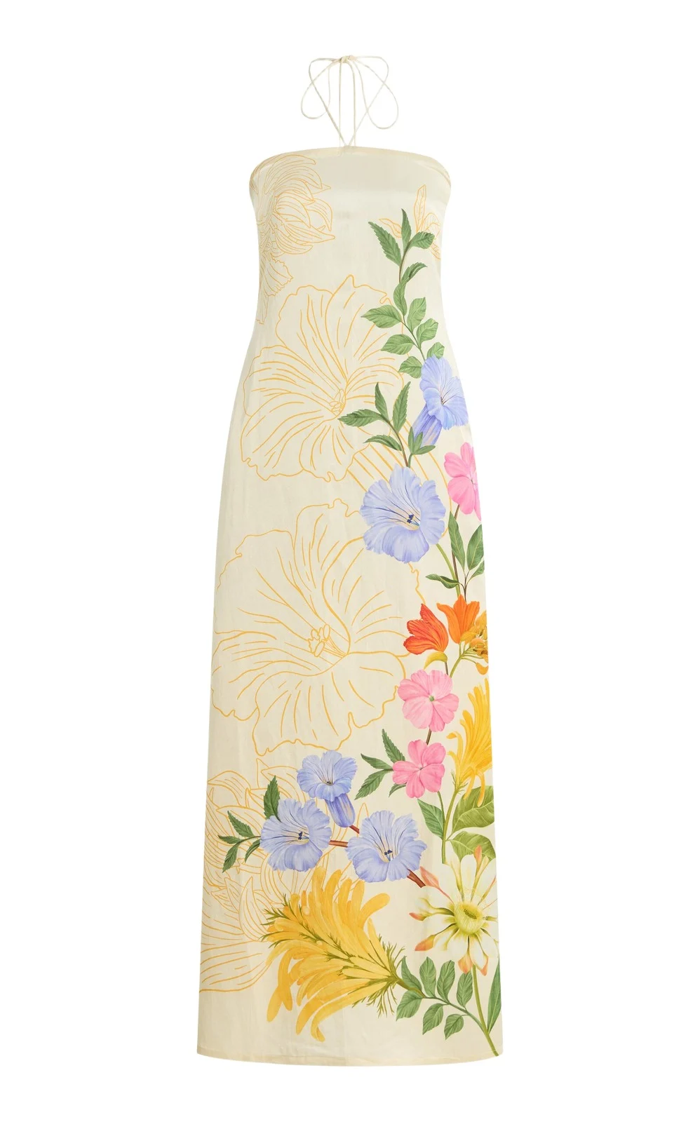 Floral Garden Linen-Satin Dress Floral Garden Linen-Satin Dress