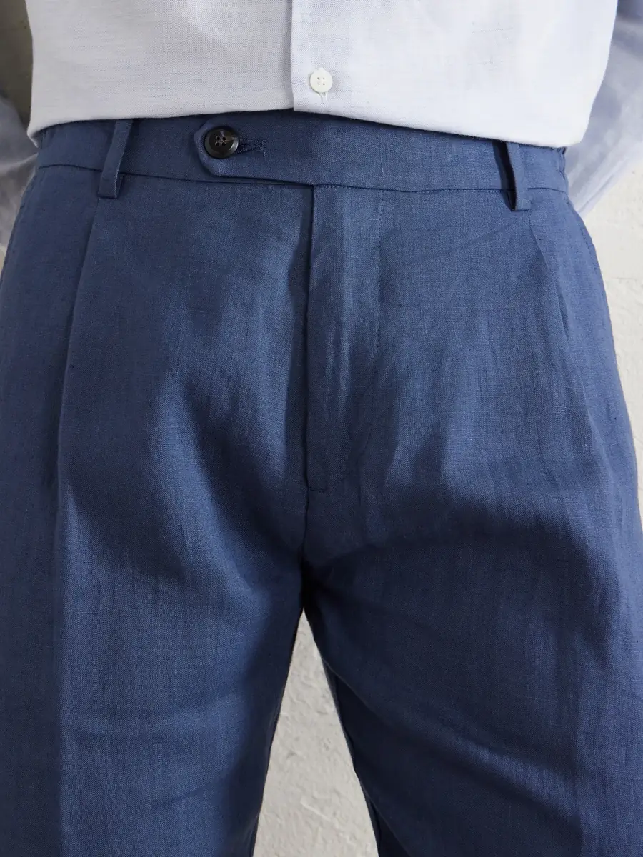 ELEVENTY Flat Front Chino Linen Trousers - Men | Thumbnail 5 ELEVENTY Flat Front Chino Linen Trousers - Men | Thumbnail 5