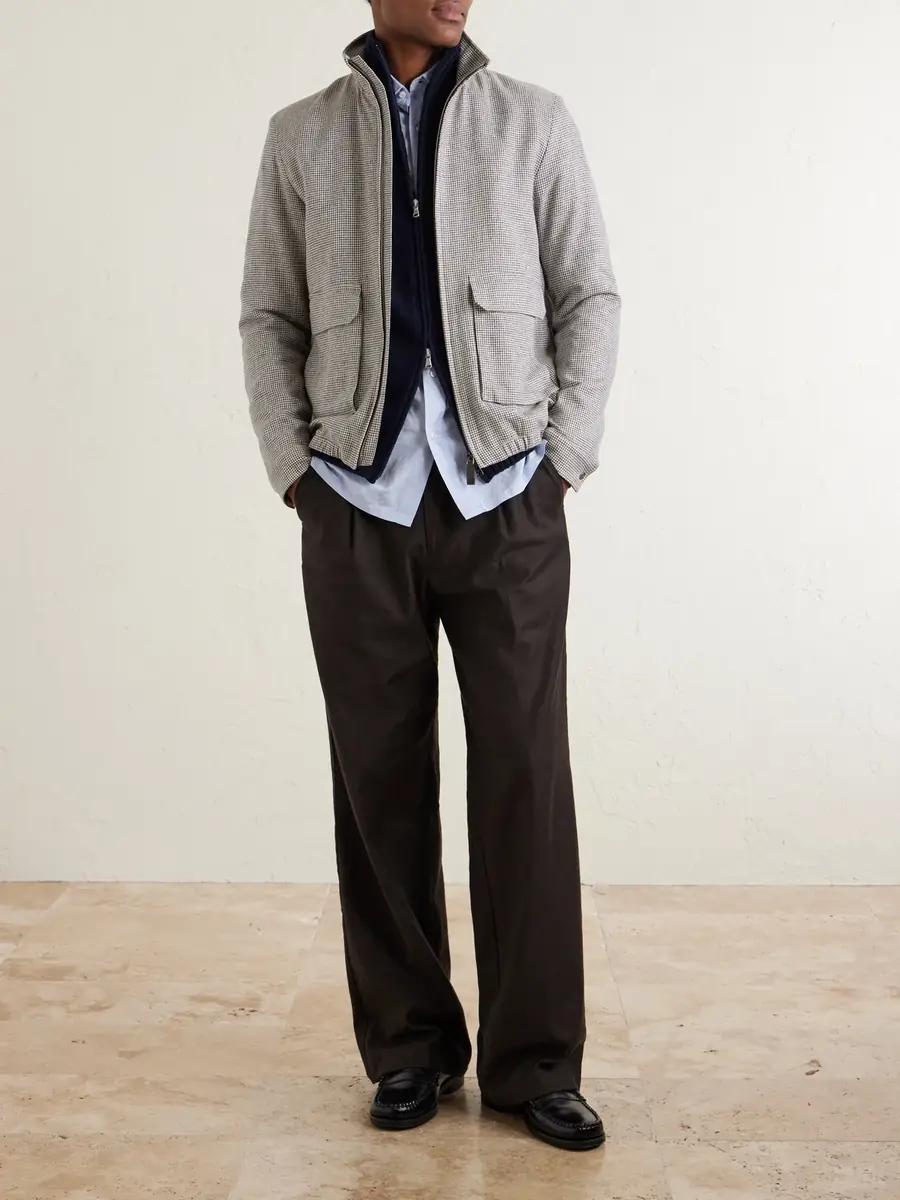 HERNO Houndstooth Linen-Blend Bomber Jacket - Men | Thumbnail 2 HERNO Houndstooth Linen-Blend Bomber Jacket - Men | Thumbnail 2