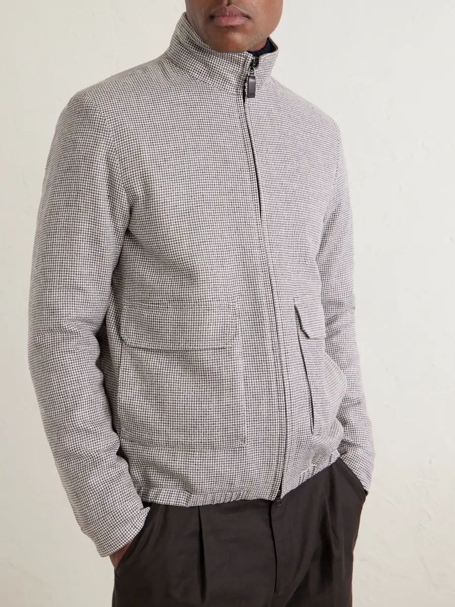 HERNO Houndstooth Linen-Blend Bomber Jacket - Men | Thumbnail 3 HERNO Houndstooth Linen-Blend Bomber Jacket - Men | Thumbnail 3