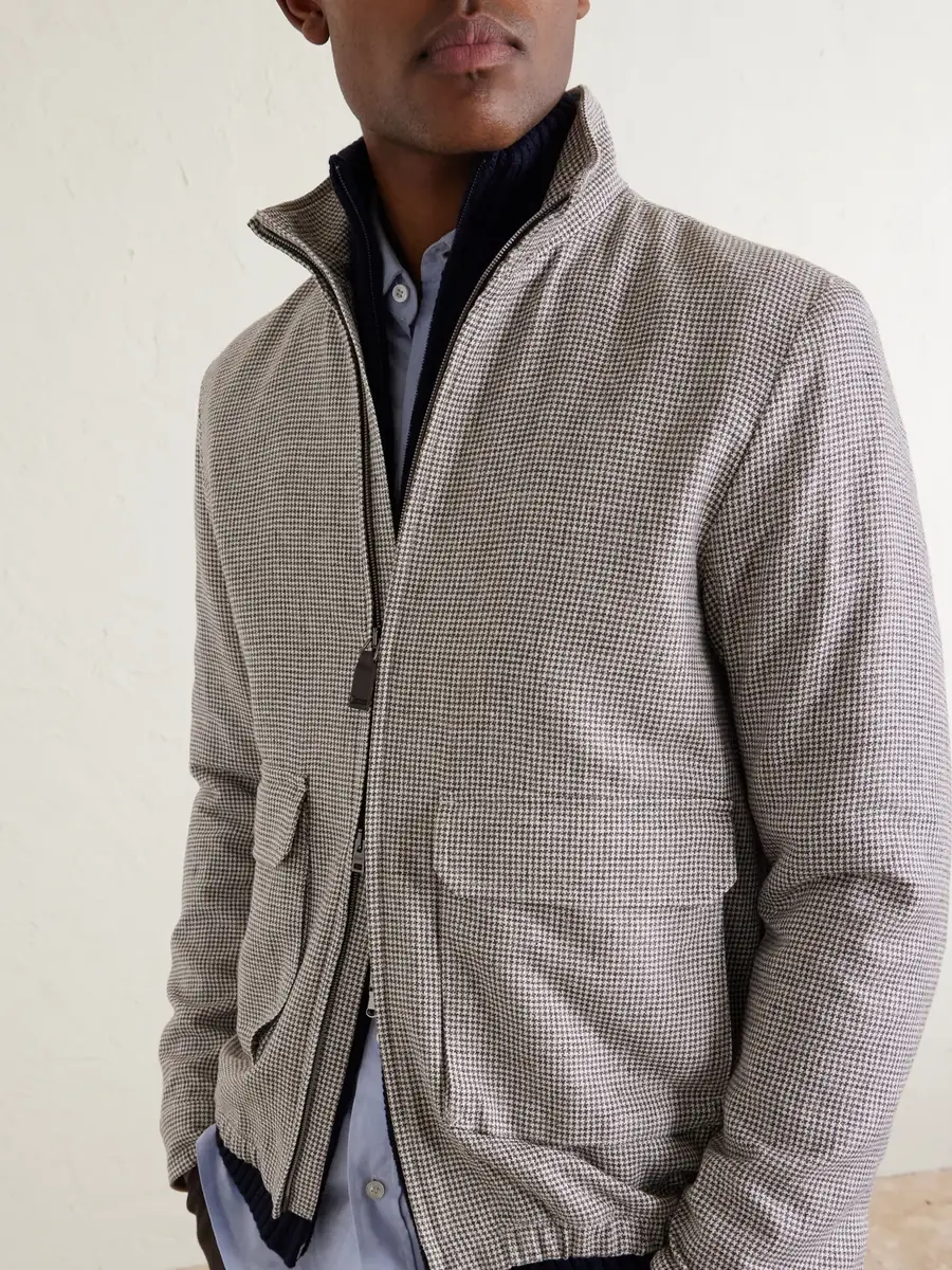 HERNO Houndstooth Linen-Blend Bomber Jacket - Men | Thumbnail 5 HERNO Houndstooth Linen-Blend Bomber Jacket - Men | Thumbnail 5
