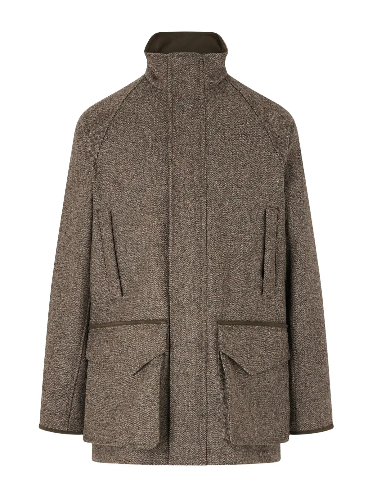 Leather-Trimmed Wool Tweed Field Jacket - Men Leather-Trimmed Wool Tweed Field Jacket - Men
