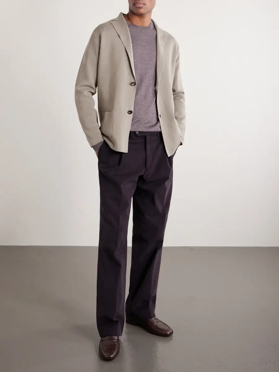 Thom Sweeney Cotton Crepe Knitted Blazer - Men | Thumbnail 2 Thom Sweeney Cotton Crepe Knitted Blazer - Men | Thumbnail 2