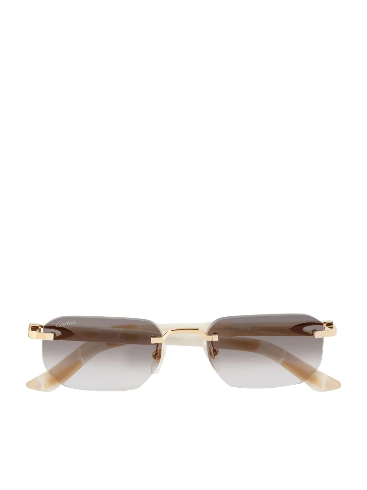 Cartier Eyewear Signature C Rimless Square-Frame Gold-Tone Metal and Acetate Sunglasses - Men