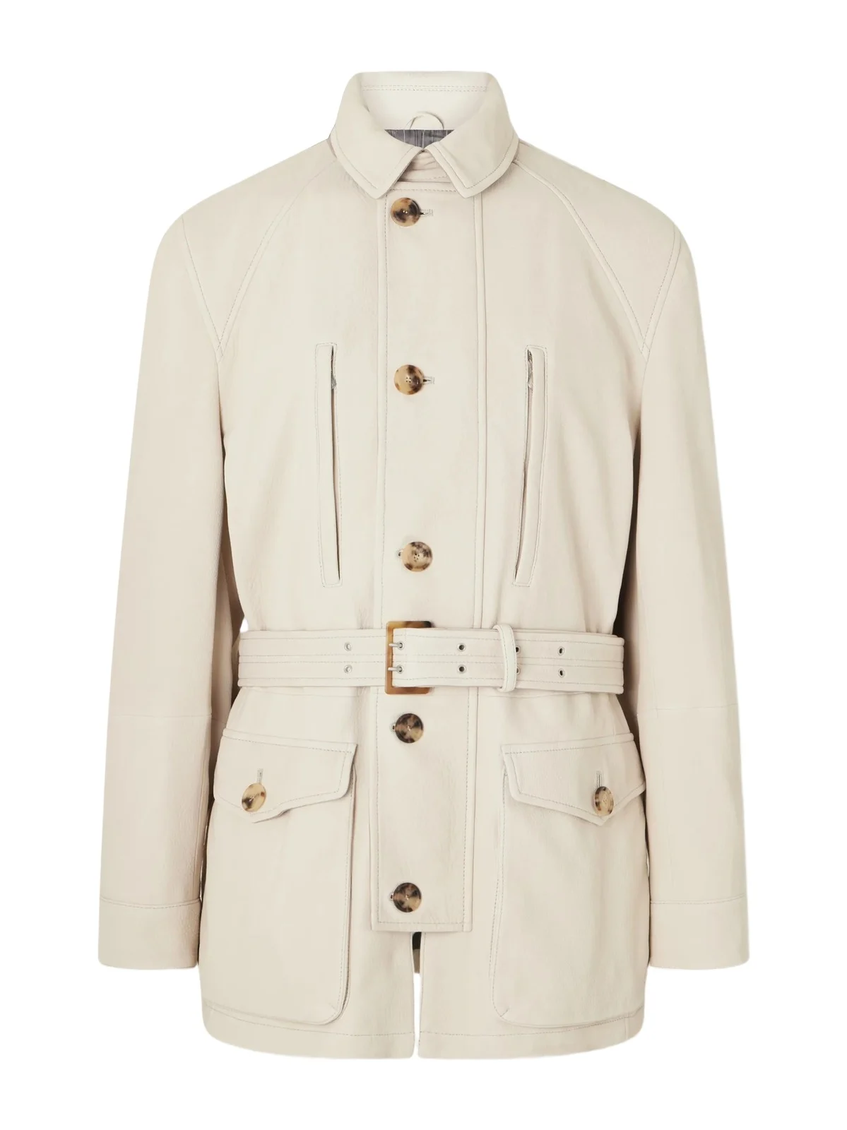 Belted Leather Jacket - Men Belted Leather Jacket - Men