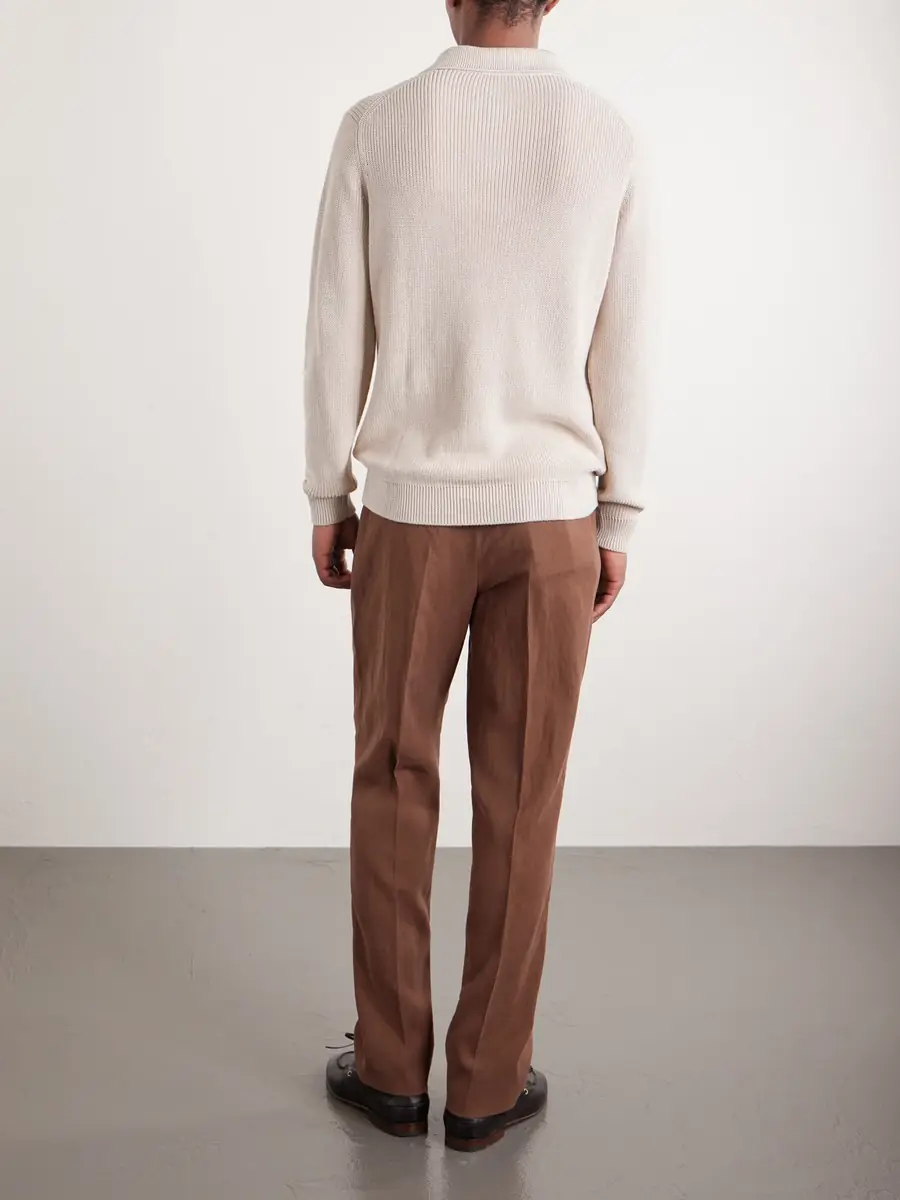 Thom Sweeney Cotton Long Sleeve Polo - Men | Thumbnail 4 Thom Sweeney Cotton Long Sleeve Polo - Men | Thumbnail 4