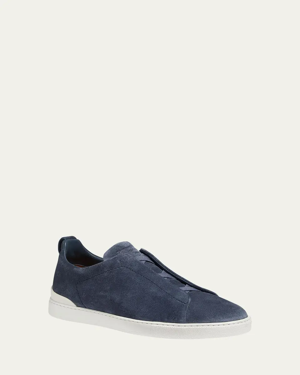 ZEGNA Men's Triple-Stitch Suede Slip-On Low-Top Sneakers | Thumbnail 2 ZEGNA Men's Triple-Stitch Suede Slip-On Low-Top Sneakers | Thumbnail 2