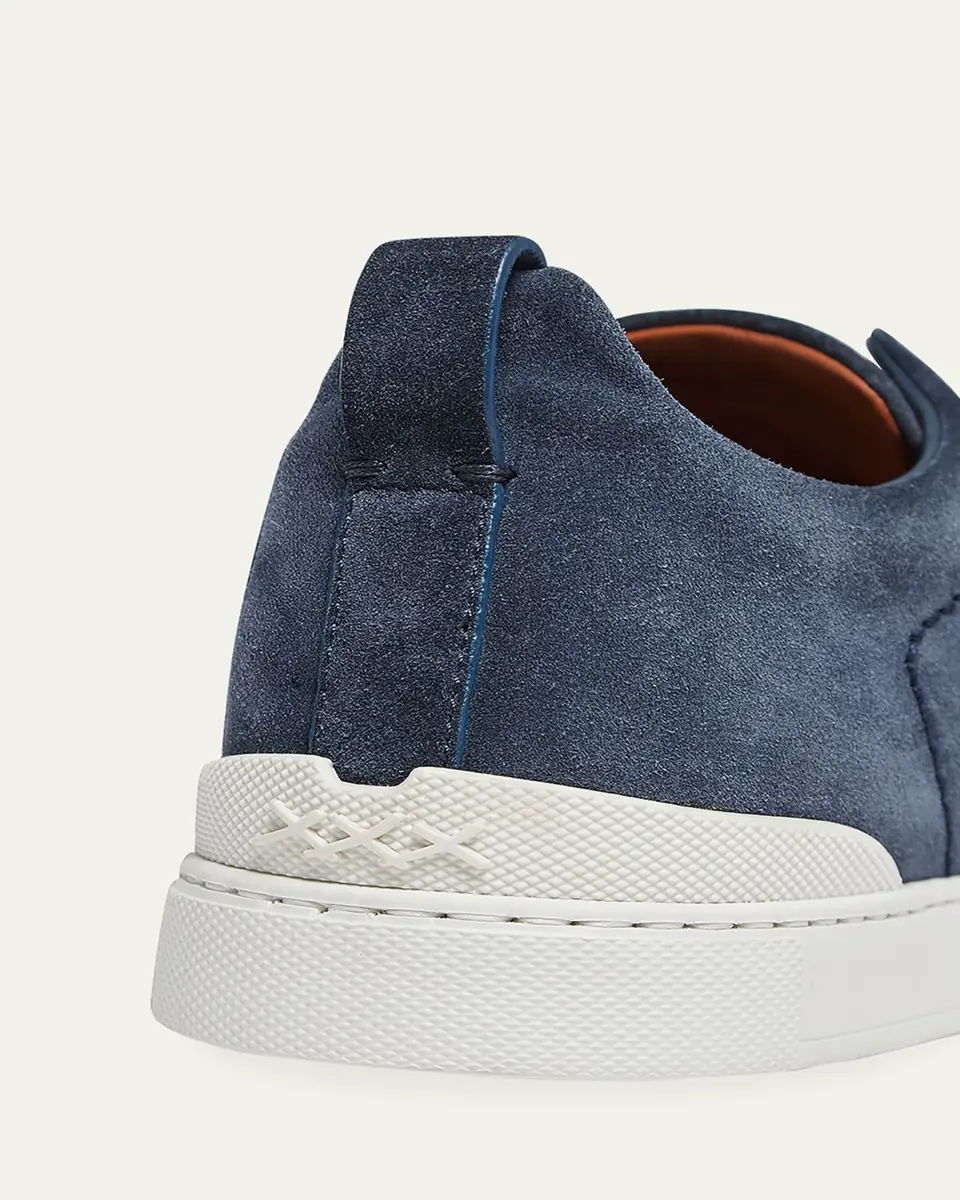 ZEGNA Men's Triple-Stitch Suede Slip-On Low-Top Sneakers | Thumbnail 3 ZEGNA Men's Triple-Stitch Suede Slip-On Low-Top Sneakers | Thumbnail 3