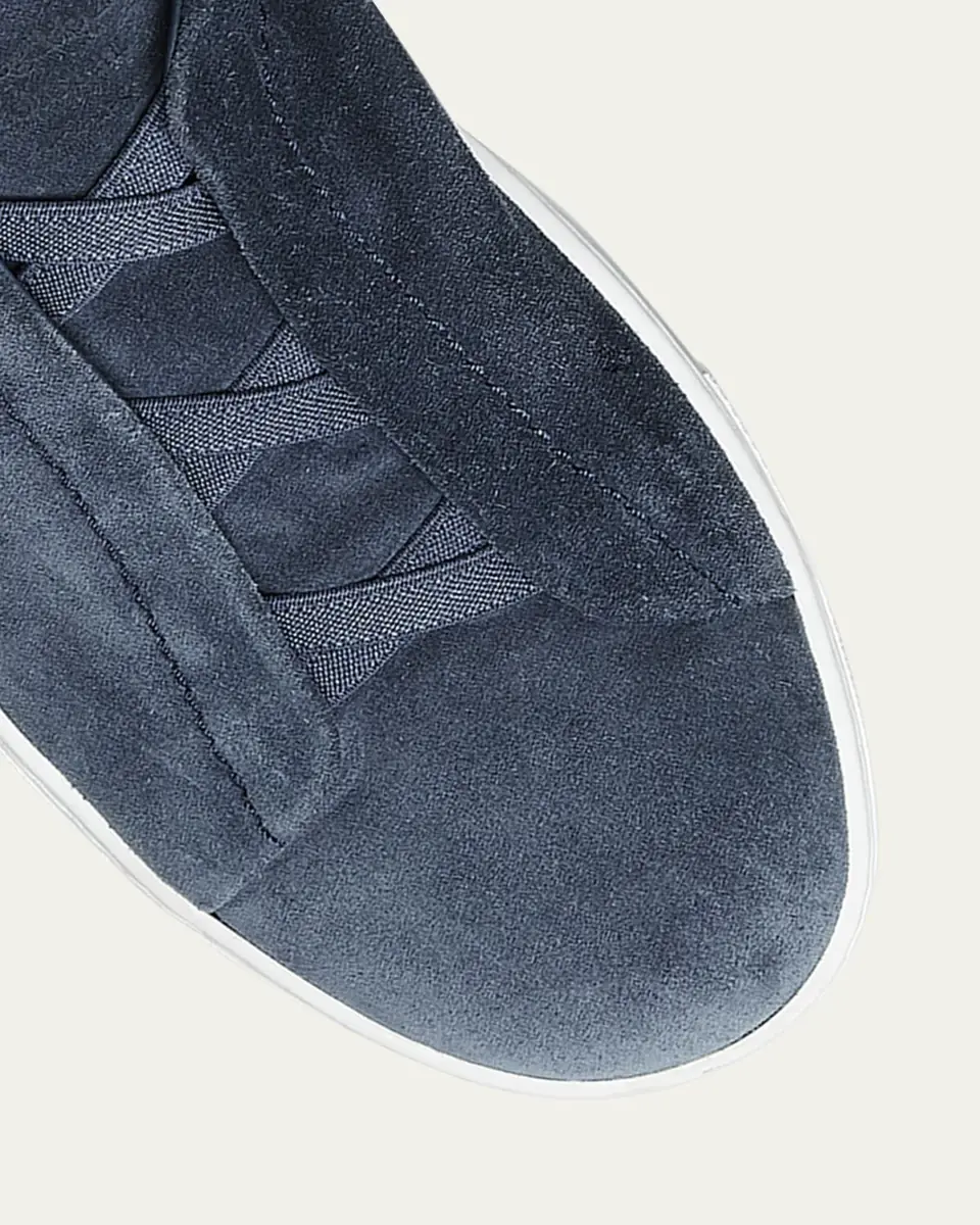 ZEGNA Men's Triple-Stitch Suede Slip-On Low-Top Sneakers | Thumbnail 4 ZEGNA Men's Triple-Stitch Suede Slip-On Low-Top Sneakers | Thumbnail 4
