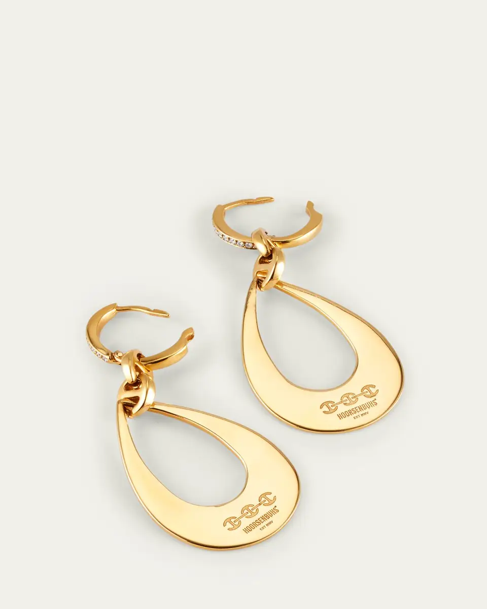 Hoorsenbuhs 18k Yellow Gold Drop Earrings with Diamond Clasps | Thumbnail 4