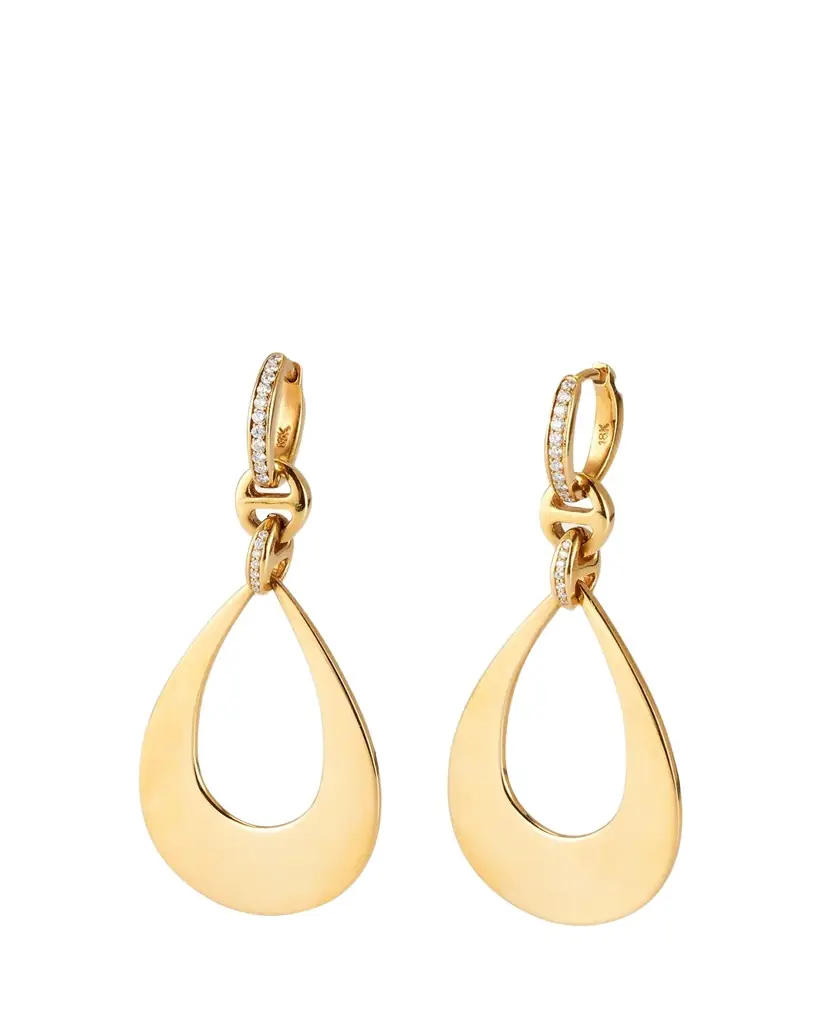 Hoorsenbuhs 18k Yellow Gold Drop Earrings with Diamond Clasps | Image 1 Hoorsenbuhs 18k Yellow Gold Drop Earrings with Diamond Clasps | Image 1