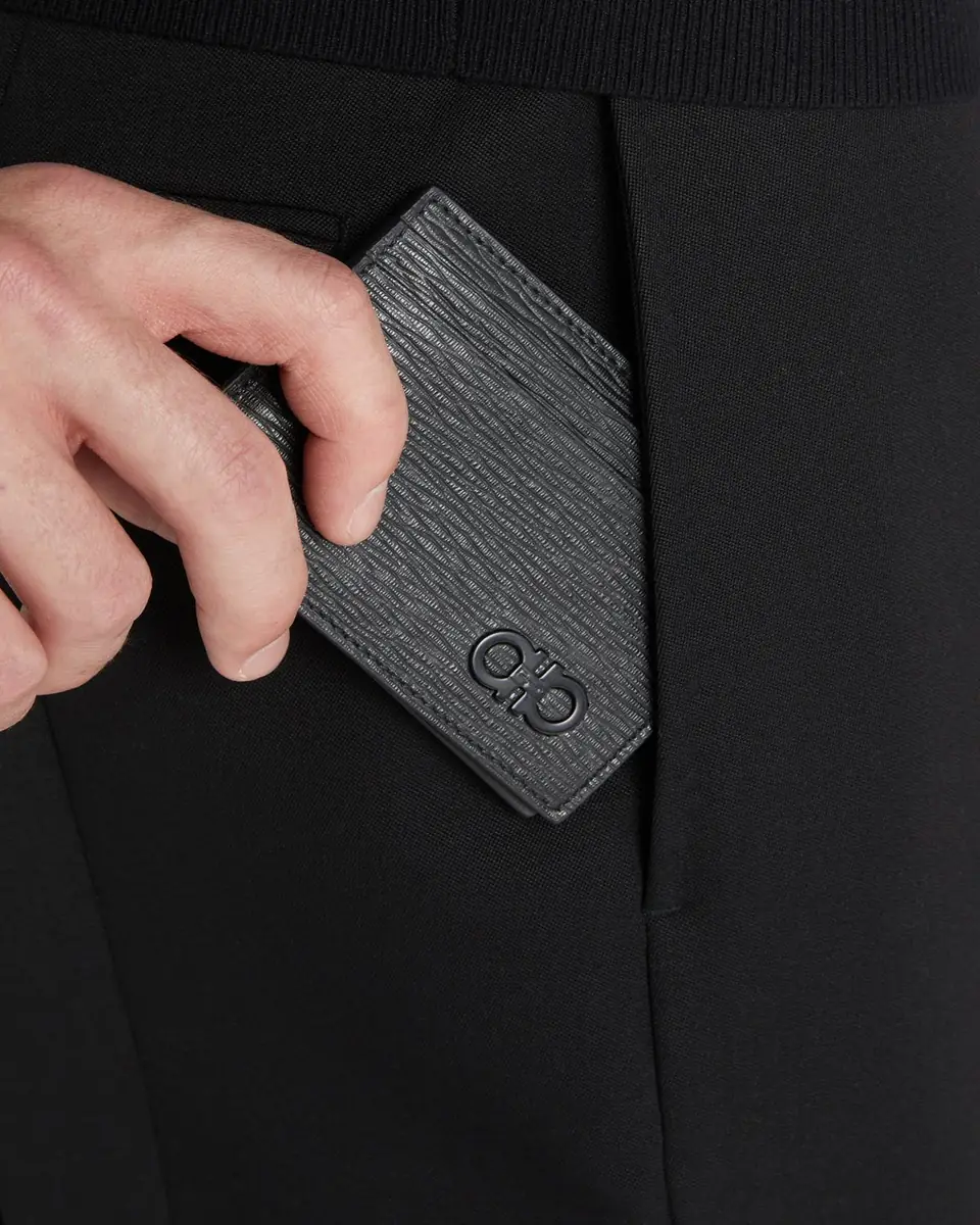 Ferragamo Men's Revival Gancini Card Case w/ ID Window | Thumbnail 2 Ferragamo Men's Revival Gancini Card Case w/ ID Window | Thumbnail 2