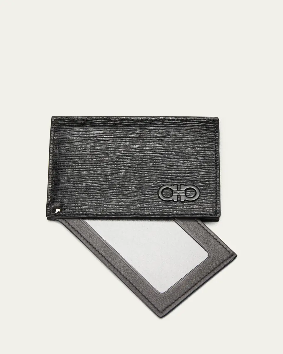 Ferragamo Men's Revival Gancini Card Case w/ ID Window | Thumbnail 4 Ferragamo Men's Revival Gancini Card Case w/ ID Window | Thumbnail 4