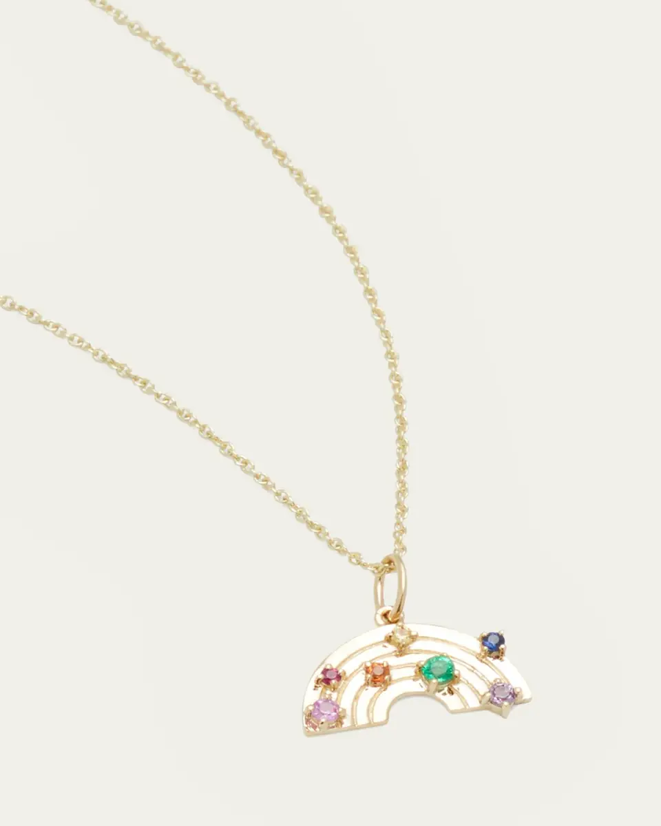 Sydney Evan Rainbow Charm on Cable Chain Necklace | Thumbnail 3