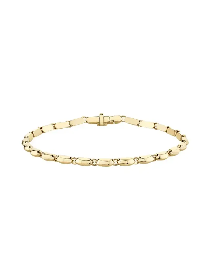 Single Row Cleo Knife Edge Link Bracelet in 18K Gold