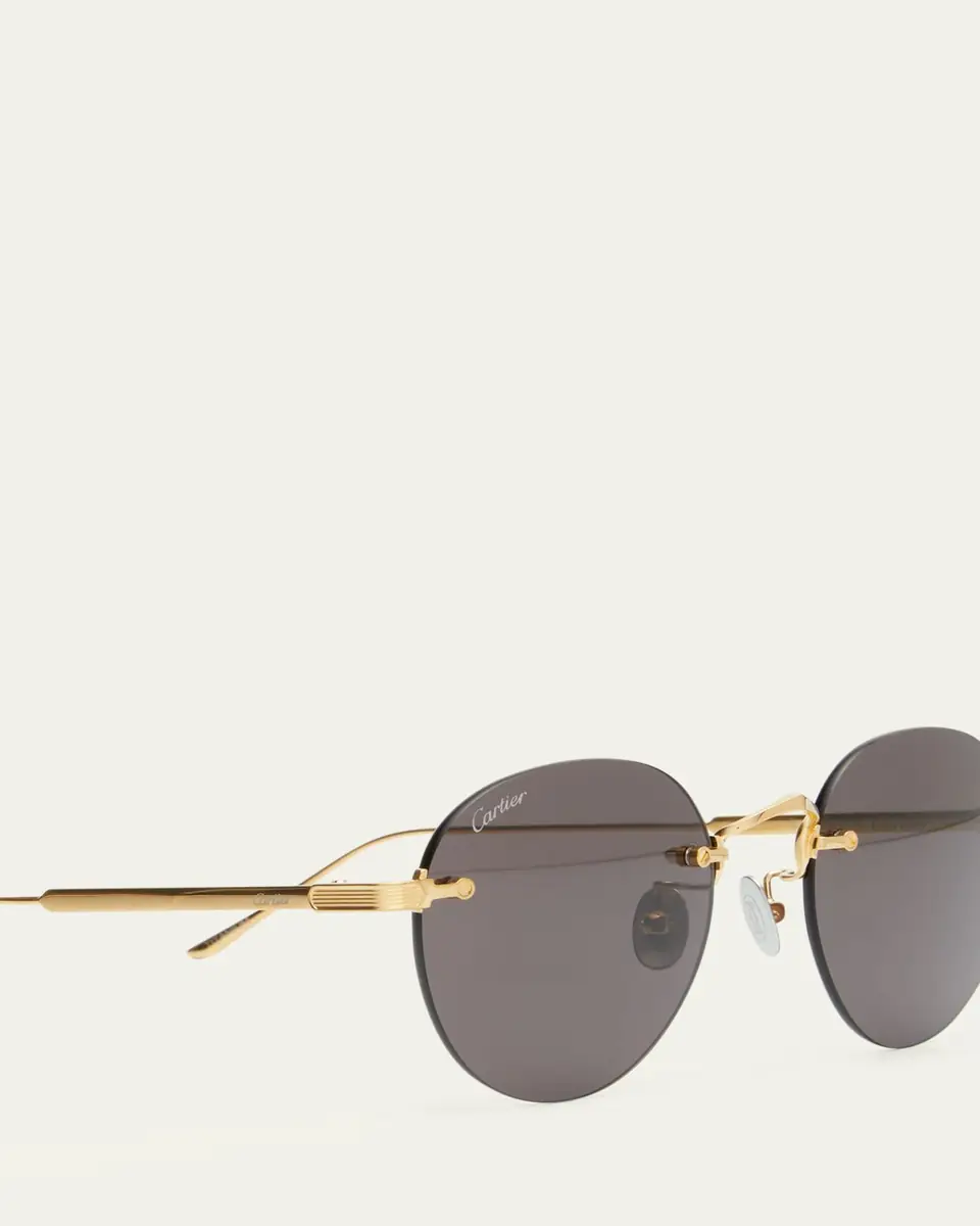 Cartier Men's Round Rimless Metal Sunglasses | Thumbnail 4 Cartier Men's Round Rimless Metal Sunglasses | Thumbnail 4