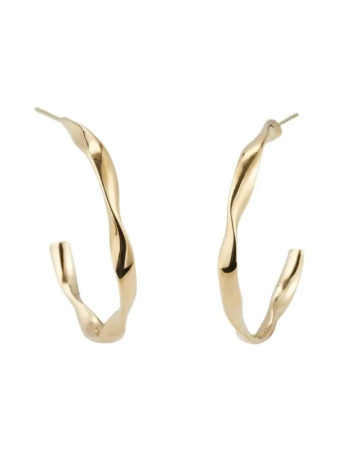 14k Yellow Gold Twisted Hoop Earrings