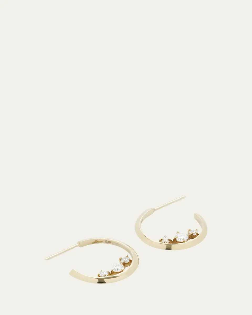 Lizzie Mandler Fine Jewelry Eclat 3 Diamond Knife Edge Hoop Earrings | Thumbnail 3 Lizzie Mandler Fine Jewelry Eclat 3 Diamond Knife Edge Hoop Earrings | Thumbnail 3