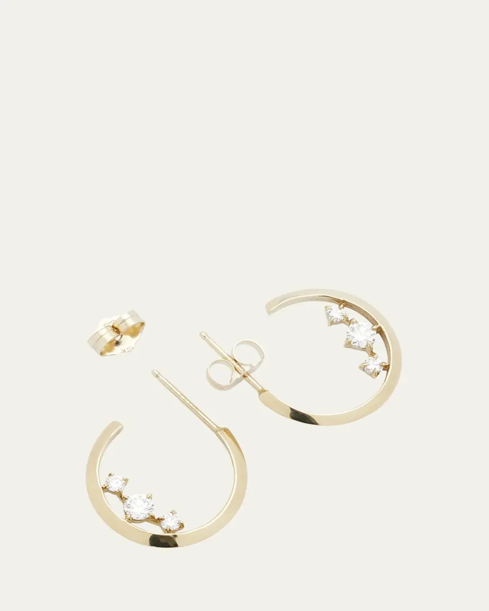 Lizzie Mandler Fine Jewelry Eclat 3 Diamond Knife Edge Hoop Earrings | Thumbnail 4 Lizzie Mandler Fine Jewelry Eclat 3 Diamond Knife Edge Hoop Earrings | Thumbnail 4
