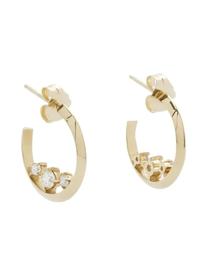 Lizzie Mandler Fine Jewelry Eclat 3 Diamond Knife Edge Hoop Earrings