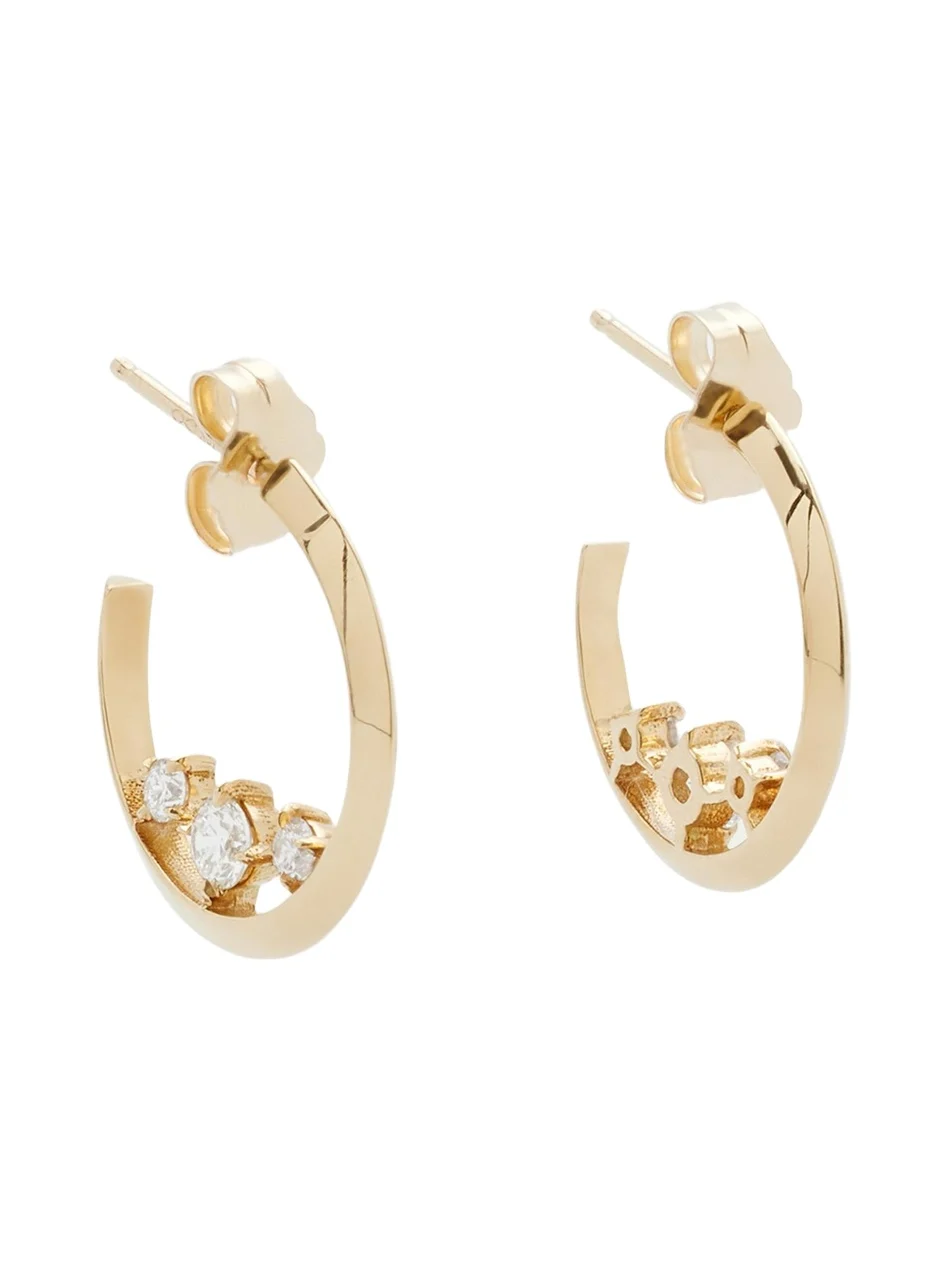 Eclat 3 Diamond Knife Edge Hoop Earrings