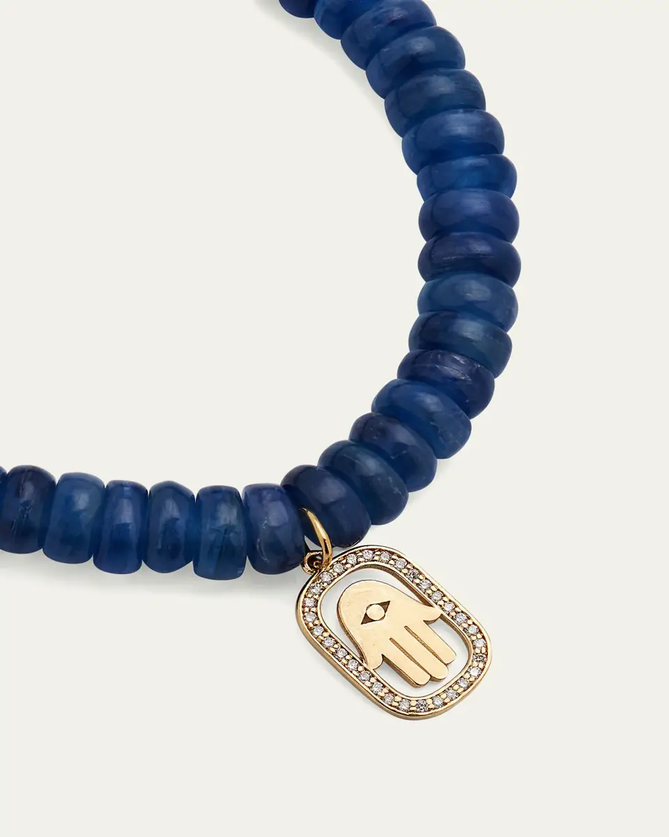 Sydney Evan Diamond Hamsa Charm on Blue Kyanite Rondelle Bracelet | Thumbnail 3 Sydney Evan Diamond Hamsa Charm on Blue Kyanite Rondelle Bracelet | Thumbnail 3