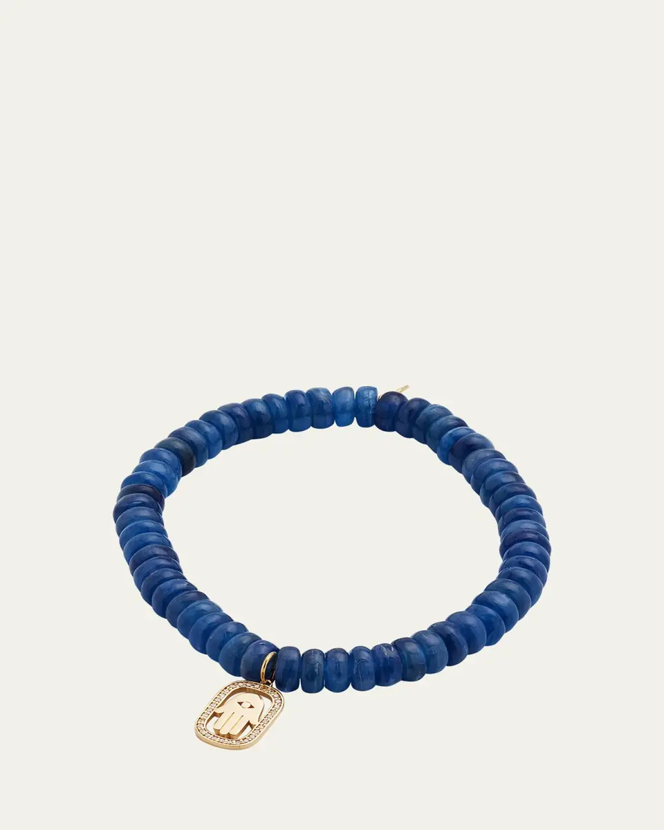 Sydney Evan Diamond Hamsa Charm on Blue Kyanite Rondelle Bracelet | Thumbnail 4 Sydney Evan Diamond Hamsa Charm on Blue Kyanite Rondelle Bracelet | Thumbnail 4